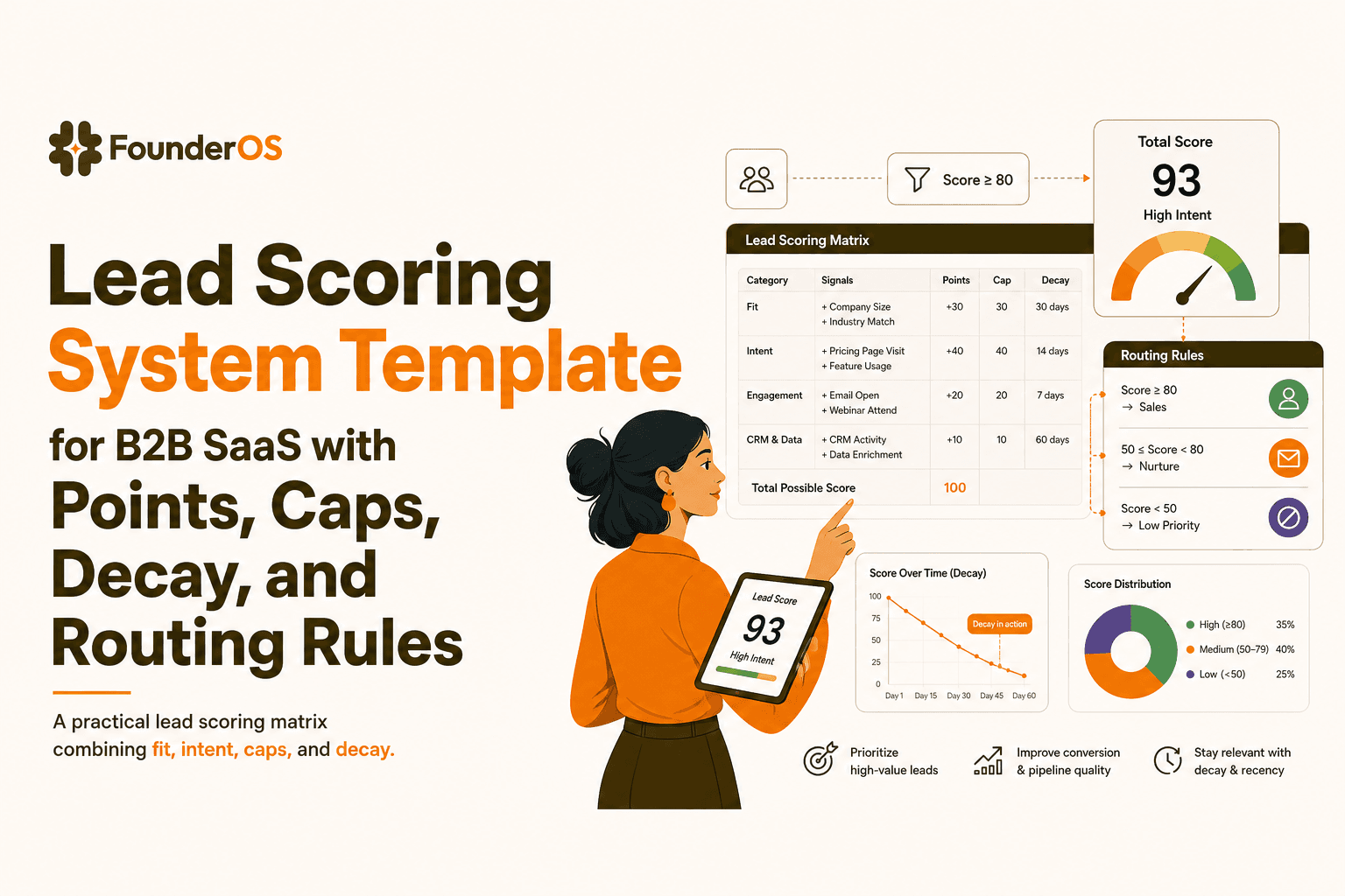 Lead Scoring System Template for B2B SaaS with Points, Caps, Decay, and Routing Rules